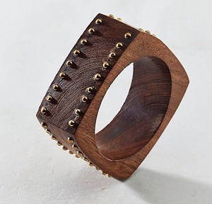 Ethnic Handmade Wooden <b>Bangle</b> <b>Bracelet</b> for Women Rustic Boho Vintage Style Hand Carved Daily Wear Party & Festive Fashion Cuff - Product Image 1