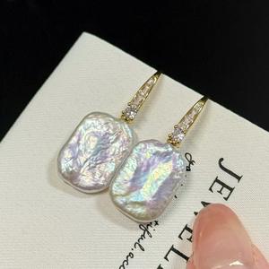 Pendientes Colgantes de Moda con Perlas Naturales Pequeñas de Forma Barroca, Perlas Reales, Gancho para Oreja Terminado, Accesorios de Joyería Irregulares de Zhuji - Product Image 2