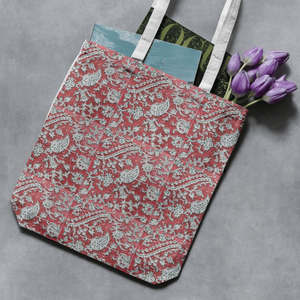 Bolsa de Mano Acolchada con Estampado Floral de Algodón Hecha a Mano para Mujer, Bolso de Hombro con Estampado a Mano para Compras, Uso Diario - Product Image 3