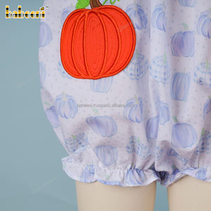 Ropa de Bebé para Niño, 100% Algodón, Certificación OEKO-TEX, Diseño de Calabaza Azul con Apliques, Manga Corta, Cierre con Broches, Verano, ODM OEM - Product Image 4