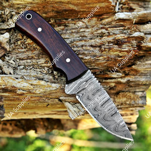 Cuchillo de caza fijo de acero de Damasco de 7 pulgadas con hoja de punta caída y espiga completa, afilado como una navaja, de alta gama, para camping y uso diario (EDC), disponible para DIY y OEM/ODM. - Product Image 3