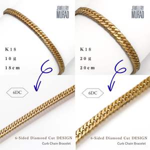 Ensemble de bijoux en or 18 carats du Japon, Kihei & Bismarck, unisexe, bracelet en or massif 18 carats, chaîne à maillons pour homme et femme, chaîne cubaine Au750 - Product Image 5