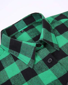 Chemise unisexe à manches longues en coton à carreaux bleus et noirs, coupe-vent, pour l'hiver, décontractée, avec logo et prix personnalisés - Product Image 5
