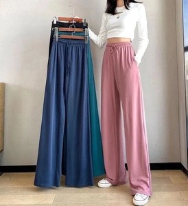 กางเกงขายาวจีบพลีทสำหรับผู้หญิง สไตล์ลำลอง ผ้าแคนวาส ขากว้าง ใส่ได้ในฤดูใบไม้ร่วง แห้งเร็ว เป็นมิตรกับสิ่งแวดล้อม - Product Image 1