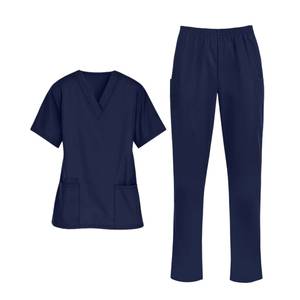 Tenues Médicales Personnalisées en Gros – Ensemble Blouse et Pantalon d'Infirmière Respirant en Mélange de Coton à Col en V pour Hôpital - Product Image 5