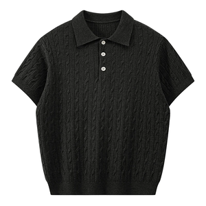 Polo de punto trenzado retro americano de Jack para hombre, camiseta de manga corta informal y holgada de marca de moda para verano - Product Image 4