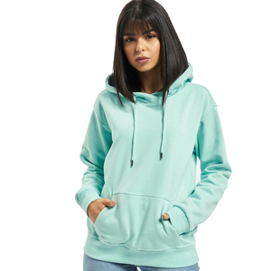 Sudadera con Capucha Verde Menta para Mujer, Estilo Casual, Color Sólido, 100% Algodón Felpa, Corte Regular, con Bolsillos Delanteros, para Otoño - Product Image 1