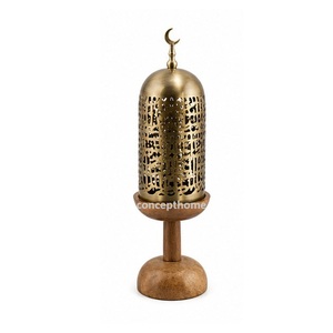 Brass Incense <b>Burner</b> With Wooden Base Hand Made Perforated Lid Religious Use All Season - Product Image 3