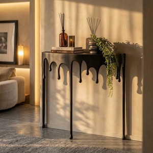 Mesa de Centro Moderna Minimalista con Diseño de Goteo, Mueble Decorativo de Metal para Sala de Estar Contemporánea - Product Image 1