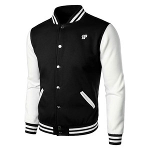 Custom Logo High Quality Autumn <b>Men's</b> Slim Stand Collar Formal <b>Baseball</b> Varsity <b>Jacket</b> Contrast Color Fleece - Product Image 3