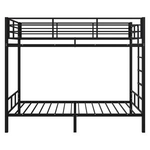 Letto a castello nero con sponde alte, tubo quadrato in ferro, scaletta laterale, apertura moderna, letto in legno per camera da letto, sala da pranzo, palestra, parco, deposito - Product Image 2