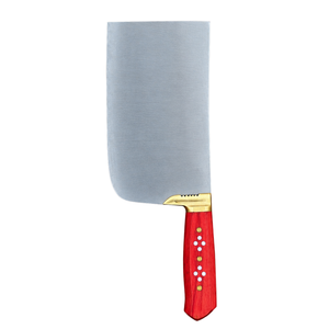 Cuchillo de carnicero PK-DR de alta resistencia, hoja ancha plateada, mango de madera rojo, empuñadura dorada, cuchillos para cortar carne, herramienta de cocina - Product Image 1