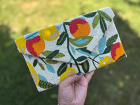 Pochette à main en perles faites à la main avec motif de fruits, broderie multicolore, sac portable, sac de soirée, sac de mariage, sac de mariée, mode personnalisée