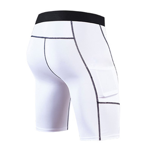 Fitness Gym Training White <b>Compression</b> <b>Shorts</b> With Pockets High Waist Elastic Quick Dry Sporty Fitness Athletic <b>Short</b> - Product Image 2