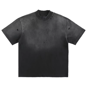 T-shirt vintage délavé à l'acide avec logo personnalisé, t-shirt oversize en coton lourd 100% pour homme - Product Image 2