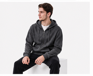 Sweat-shirt à capuche zippé intégral pour homme, en molleton uni, veste décontractée streetwear, personnalisable avec logo, vente en gros, vêtements OEM - Product Image 5