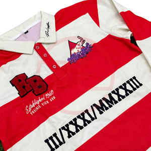 Chemise de rugby pour homme en toile 100 % coton unie à manches longues avec logos brodés en chenille, respirante, idéale pour les événements formels et les soirées de gala - Product Image 3