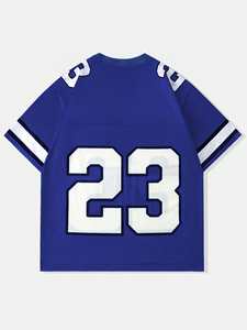 Maillot de football personnalisé en maille bleue, col en V, 23, chemise de sport, OEM, marque privée, vente en gros, fournisseur américain, en vrac - Product Image 5