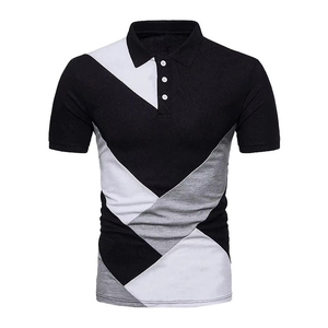 Camisa polo con estampado geométrico para hombre, camiseta informal de manga corta, ajustada, con logotipo personalizado, estilo streetwear - Product Image 4