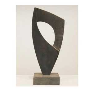 Sculpture moderne en anneaux métalliques dorés entrelacés, texture martelée, figurine géométrique minimaliste, centre de table - Product Image 2