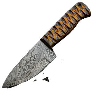 Cuchillo de Alta Gama con Hoja de Acero de Damasco, Mango de Madera Pakka, Punta Caída, Funda de Cuero Grabada, Personalizable OEM para Productos Premium - Product Image 6