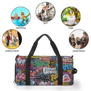 Sac de voyage coloré à imprimé graffiti avec fermeture éclair, multifonctionnel, style décontracté, en polyester - Product Image 2