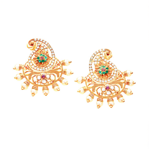 18K Gold Plated Vintage for Mango Stud Earrings with Zircon for Wedding & Party - Product Image 1
