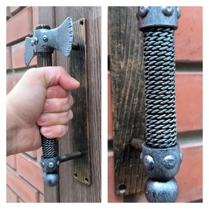 Poignée de porte en fer forgé galvanisé résistant à la rouille, à double denture, avec un design moderne pour la décoration des portes et des portails - Product Image 5