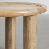 Table d'appoint ronde Vandana Amber Shape en bois de manguier Obiora