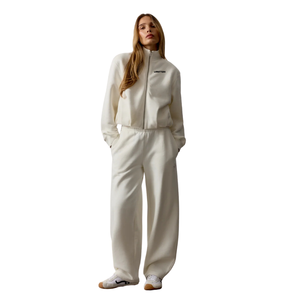 Womens Full <b>Zip</b> Stand Collar Tracksuit Set Relaxed Straight Leg <b>Trousers</b> Elastic Waist Two Piece Casualwear Lounge Travel Outfit - Product Image 1