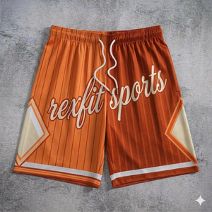 กางเกงบาสเก็ตบอลชายแบบสั่งทำพิเศษ สีม่วงดำ ดีไซน์ REXFIT SPORTS กางเกงกีฬาตาข่าย ผลิตแบบ OEM - Product Image 2