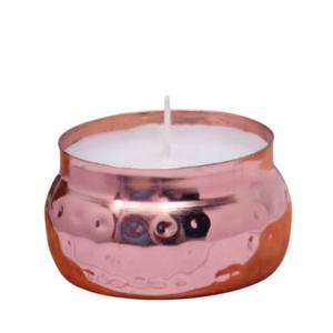 Portavelas votivo de metal martillado plano con acabado en cobre hecho a mano, portavelas redondo de metal para decoración del hogar al precio más económico. - Product Image 5