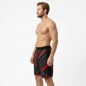 Custom Quick dry basketball shorts <b>Men's</b> sporty Bermuda shorts Black red striped shorts Drawstring athletic shorts - Product Image 4