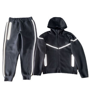 Conjunto deportivo de dos piezas de alta calidad para hombre, pantalones de chándal unisex para invierno, conjunto de 2 piezas de algodón reflectante y transpirable para hombre. - Product Image 4
