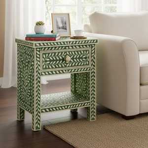 Mesa Consola Moderna con Incrustaciones de Hueso Verde y Blanco, Mueble de Salón de Estilo Antiguo, Venta al Por Mayor - Product Image 2