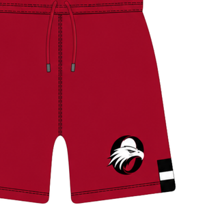 Pantalones Cortos de Rugby Rojo Carmesí y Negro, Cintura Elástica con Cordón, Rayas, Uniforme de Equipo Personalizado, Transpirables, para Entrenamiento y Rendimiento Atlético - Product Image 4