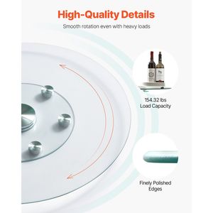 Piatto Girevole Lazy Susan in Vetro Temperato da 30 Pollici, Silenzioso e Fluido, con 6 Ruote Rotanti, Centrotavola per Tavolo da Pranzo, Rotazione a 360 Gradi - Product Image 3