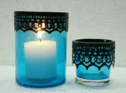 Cylinder <b>Glass</b> Votive Candle Jar With Black Metal Top <b>Heat</b> <b>Resistant</b> Home Decoration - Product Image 6