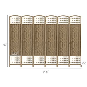 Handcrafted 6-Panel <b>Folding</b> Room Divider Portable Lightweight Wave Fiber Privacy <b>Screen</b> Natural Paper for Home Office Use - Product Image 3