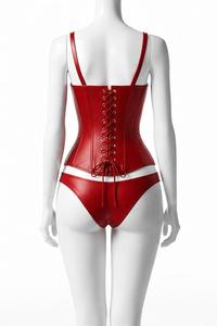 Haut bustier corset sans bretelles à lacets pour femme avec ensemble string taille haute assorti – Lingerie gainante amincissante tendance - Product Image 5