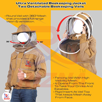 Jaket Peternak Lebah Ukuran Besar Anti Air, Anti Angin, Bernapas, 3 Lapis Jaring Berventilasi, Berkerudung, Cetak Depan, Unisex