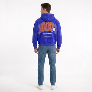 Sudadera con Capucha Azul para Hombre, 100% Algodón Felpa, Corte Regular, Informal, con Bolsillo Delantero y Diseño con Letras Estampadas - Product Image 4