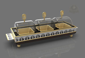 Juego de Vajilla de Diseño Personalizado de Lujo Premium, Metal Dorado, Vidrio Ecológico, Tazón para Servir, Cúpula de Vidrio, Tarro para Dulces, Bandeja - Product Image 5