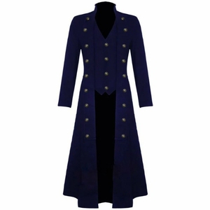 Gabardina Larga y Ajustada para Hombre, Estilo Europeo Americano, con Capucha, Color Sólido, Informal - Product Image 1