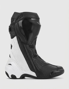 Premium Black White Genuine Leather Motorcycle Racing Boots Protective Motorbike Riding Shoes - Product Image 2