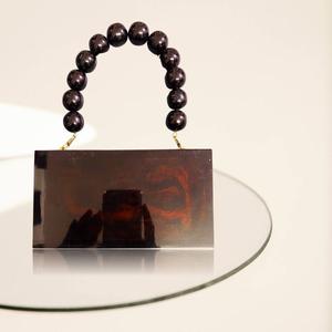 Handmade <b>Green</b> Storage <b>Bag</b> Resin Clutch <b>Bag</b> Beaded Handle Luxe Acrylic <b>Evening</b> Purse Chic Designer Bridal Wedding Party Handbag - Product Image 5
