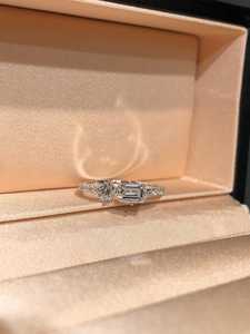 <b>Emerald</b> & Round Cut Moissanite Two Stone <b>Ring</b> 925 <b>Silver</b> Wedding Jewelry for Women's Party Gift For Partners - Product Image 6