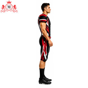 Ensemble d'uniformes de football américain pour hommes adultes, noir, rouge, blanc, impression par sublimation, polyester respirant - Product Image 5