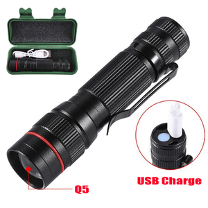 2 Pack USB <b>Rechargeable</b> LED Outdoor Mini <b>Flashlight</b> Adjustable Focus 3 Modes with USB Cable & Mini Box - Product Image 5