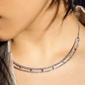 Collar de Diamantes Vintage de Oro Sólido de 14K de Lujo, Corte Brillante Redondo, Certificado IGI, Joyería para Mujer para Bodas y Fiestas - Product Image 3